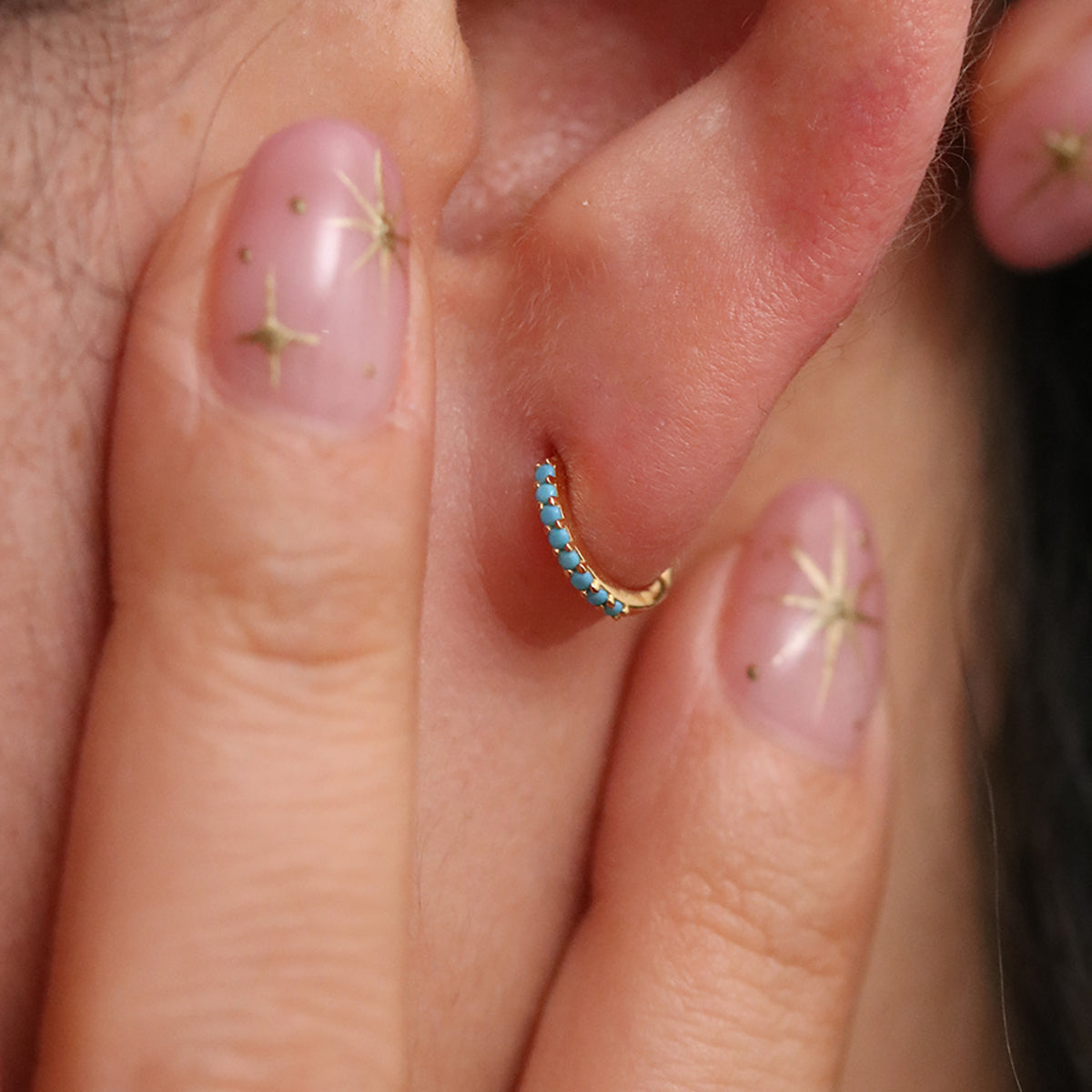 Turquoise Pave Huggie Earring