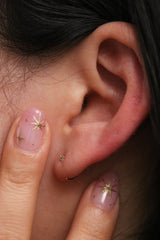 Simple cubic open huggie earring