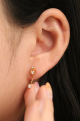 Heart crown dangle earrings