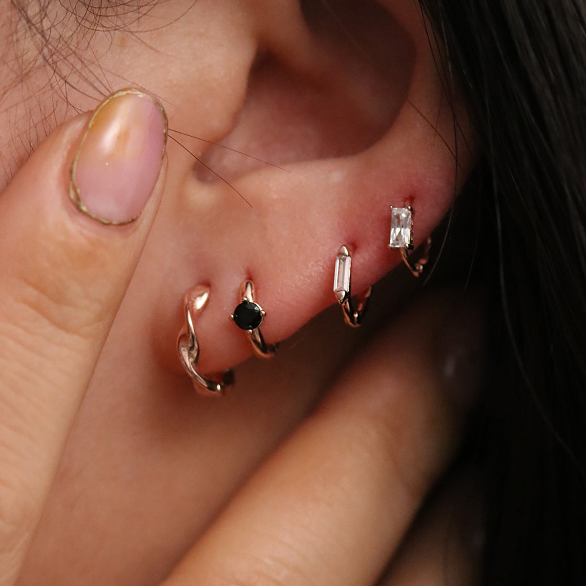 Square cubic huggie earring