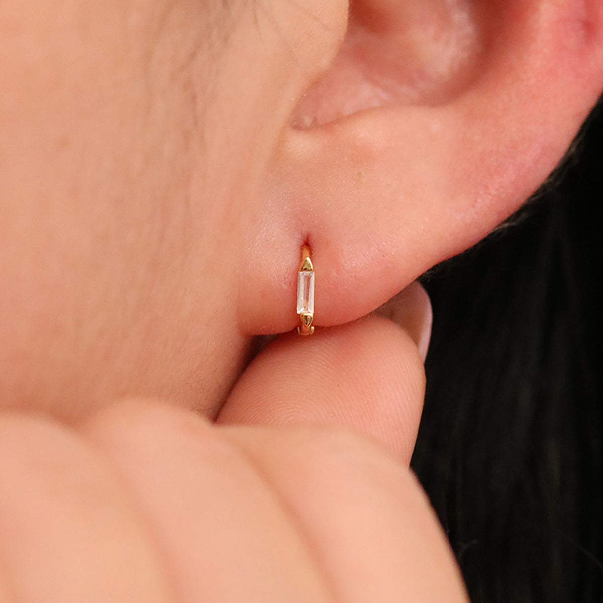 Square cubic huggie earring