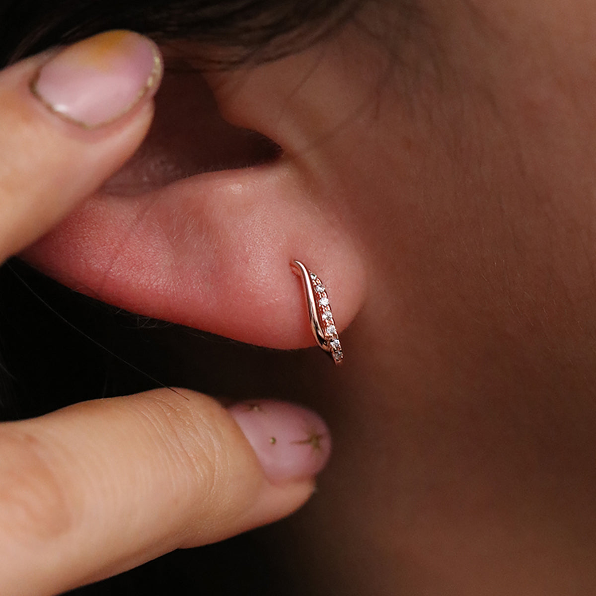 Sleek Curved Huggie Earrings