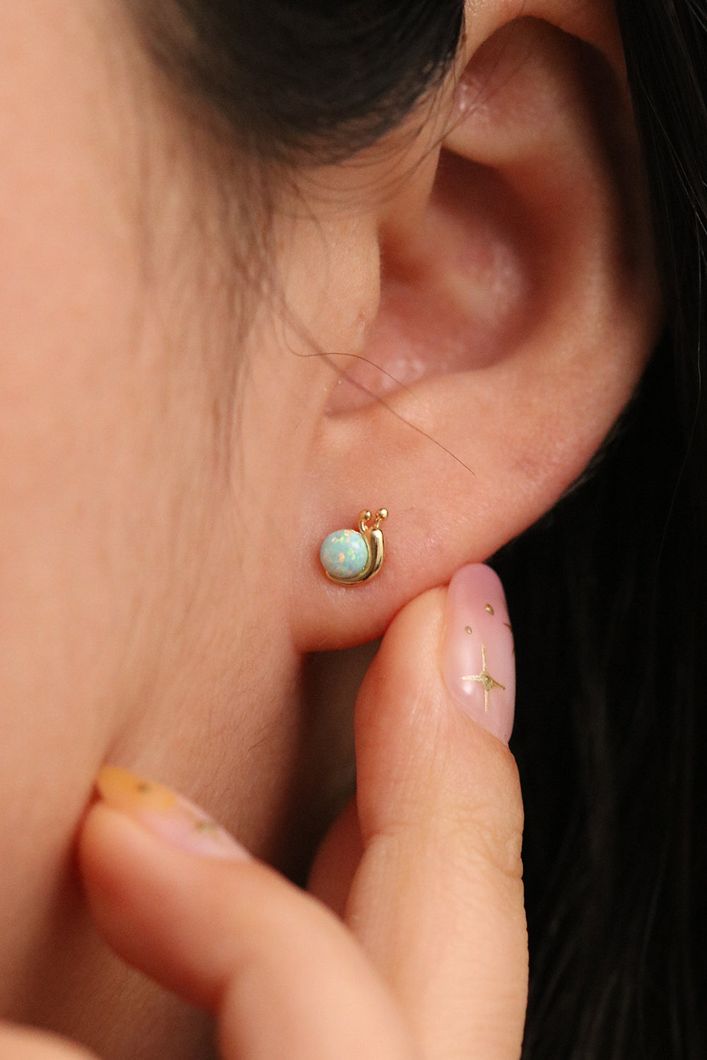 Opal snail earrings