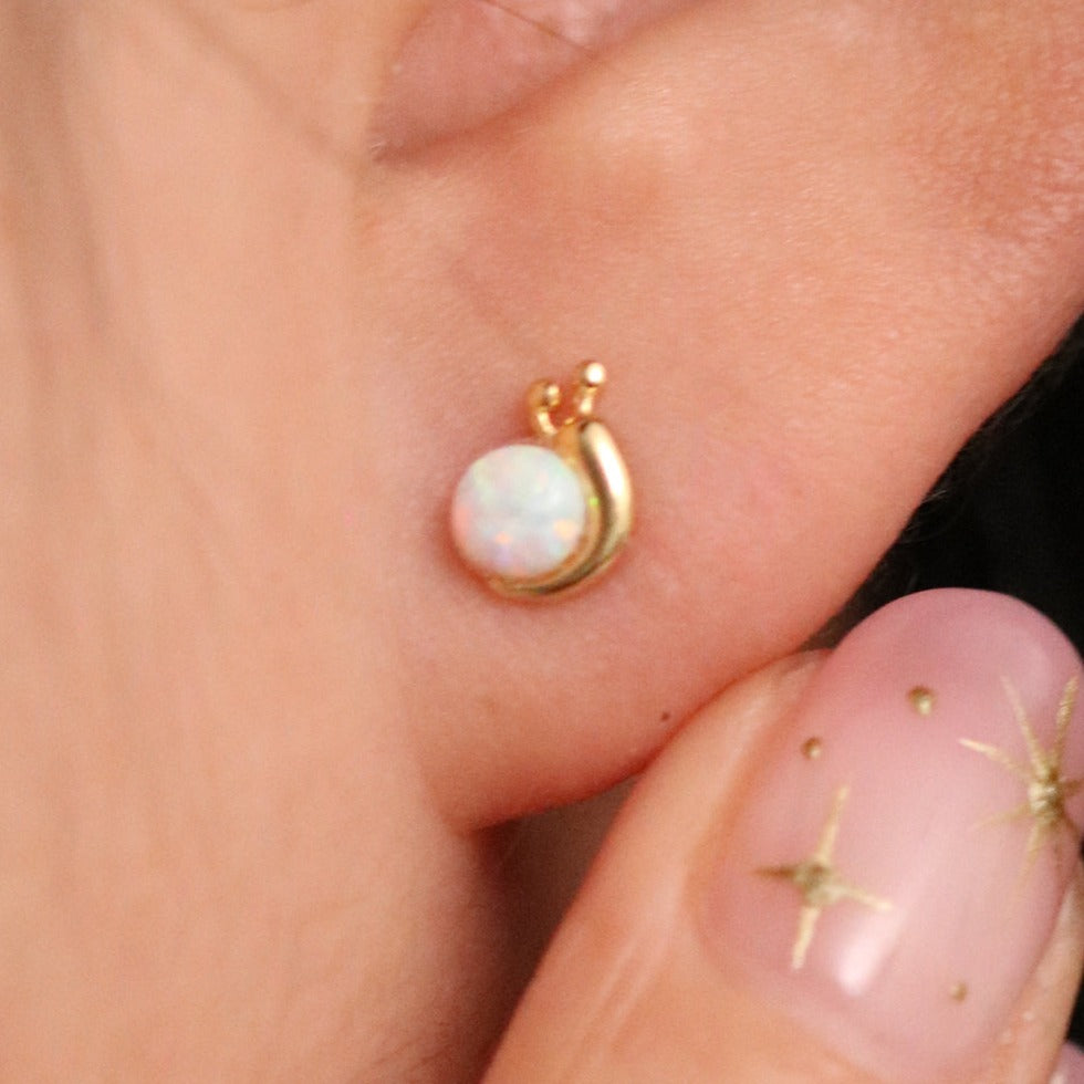 Opal snail earrings