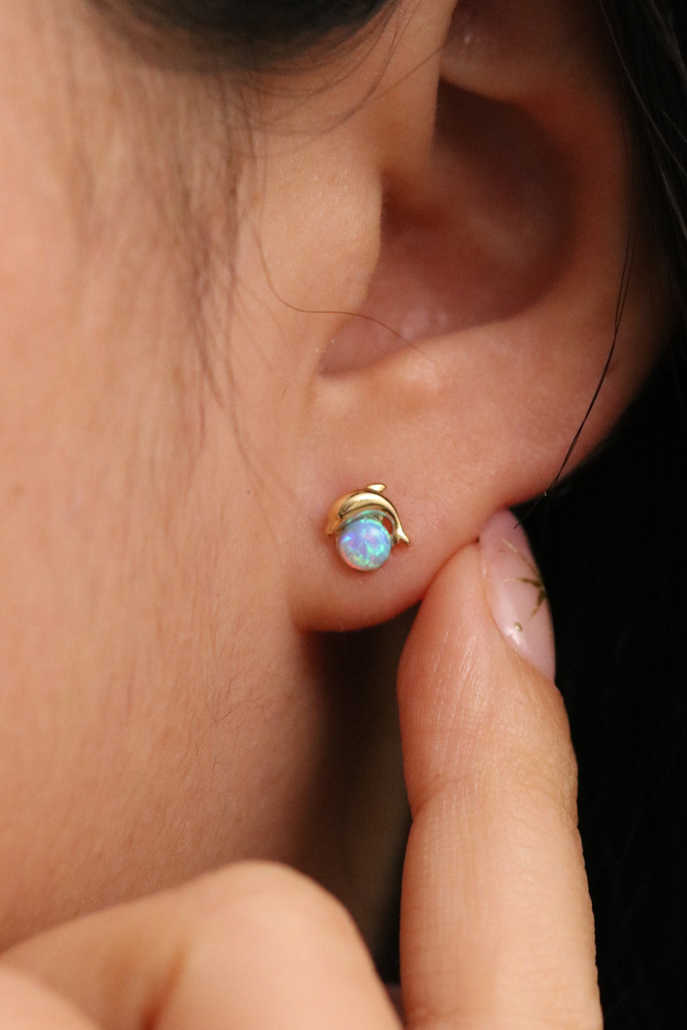 Opal Dolphin earrings