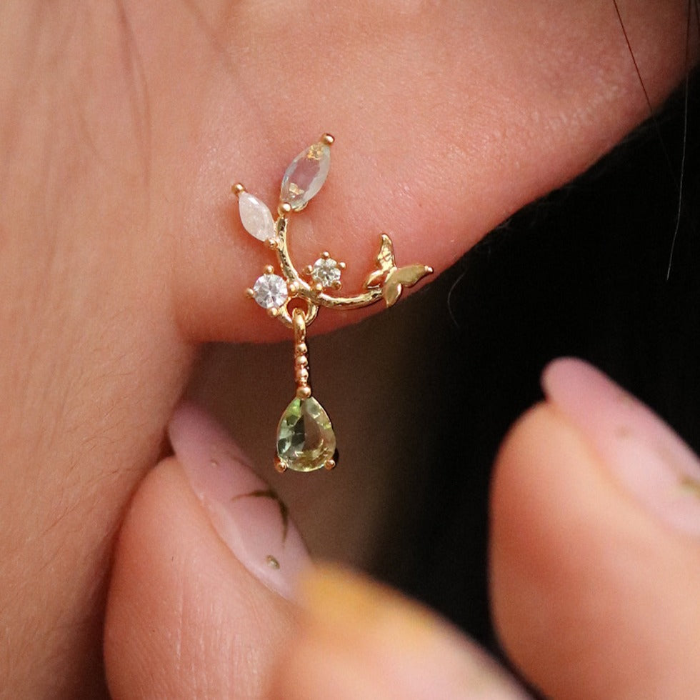 Moonstone branch dangle earrings