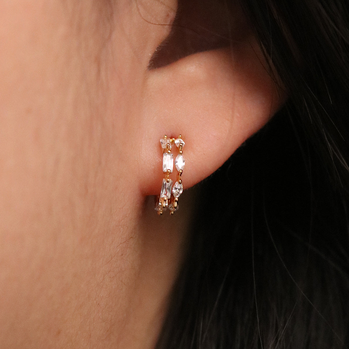 Cascade Sparkle Semi-Hoop Earrings