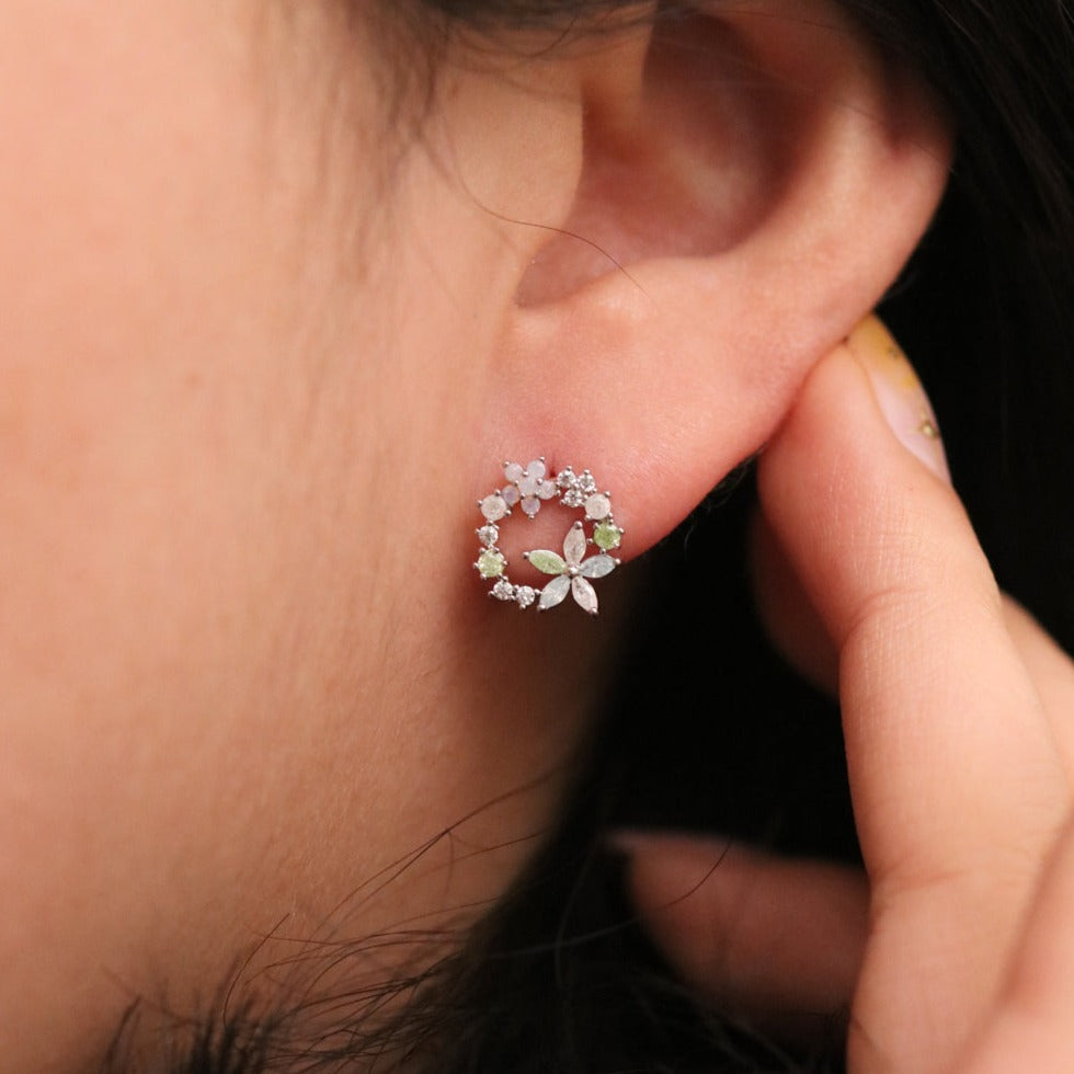 Circular Multi-Colour Flower Earrings