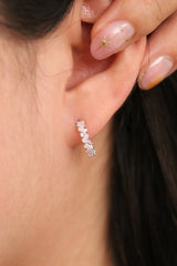 White Topaz and Rose quartz Semi-Hoop Earrings