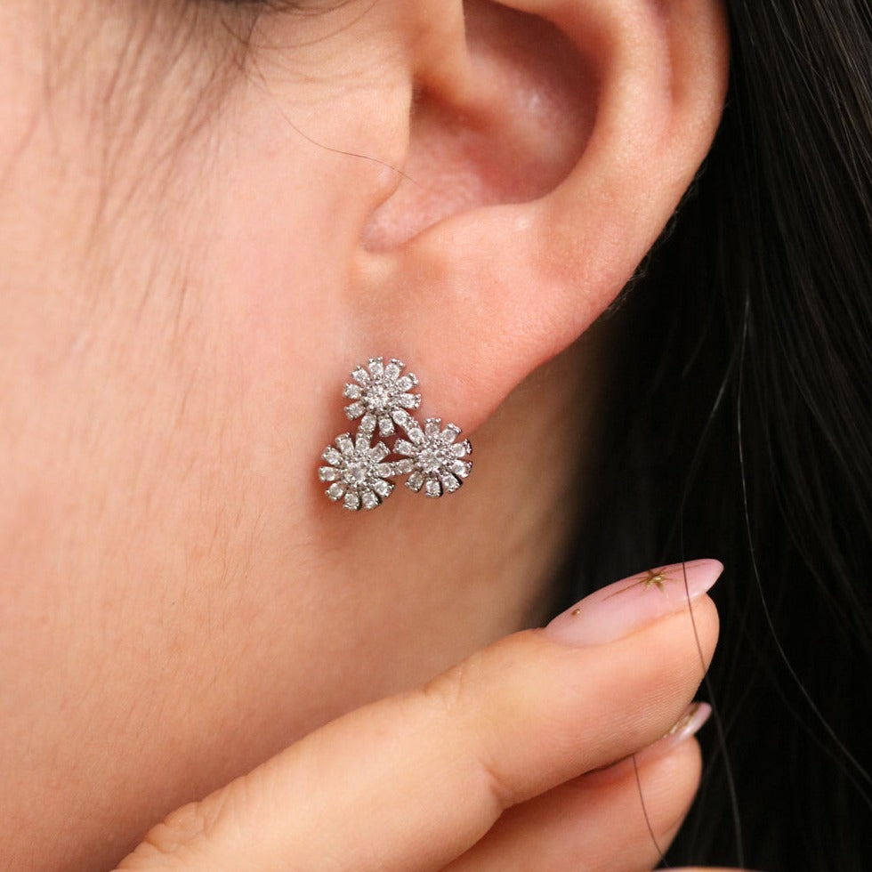 Triangle Flower Stud Earrings