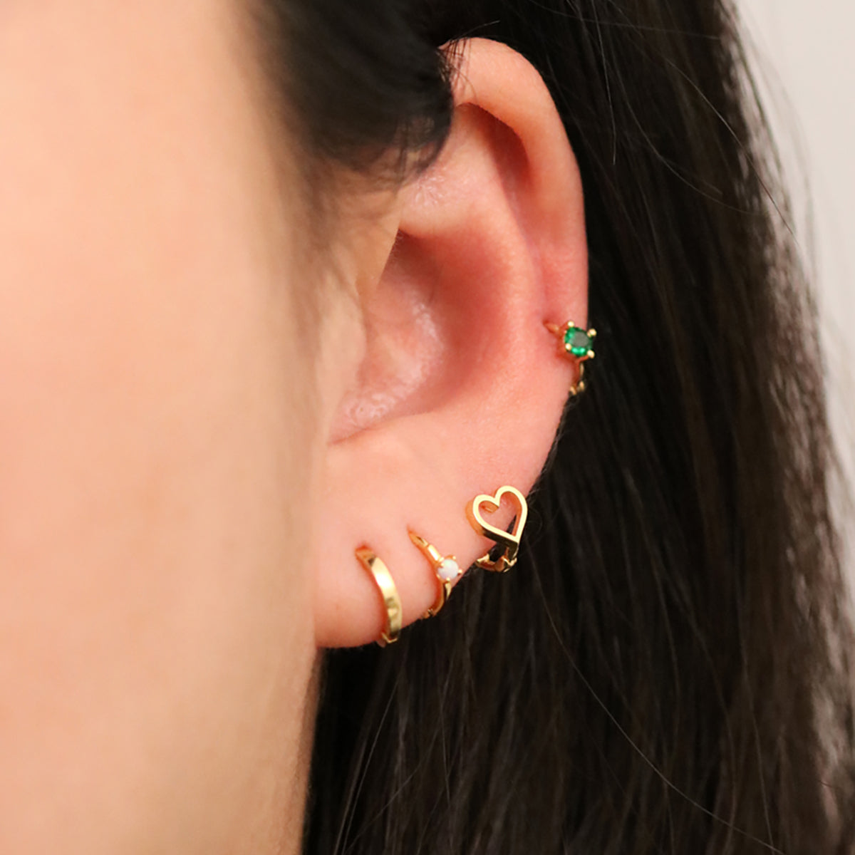 Opal Slim Huggie Earring