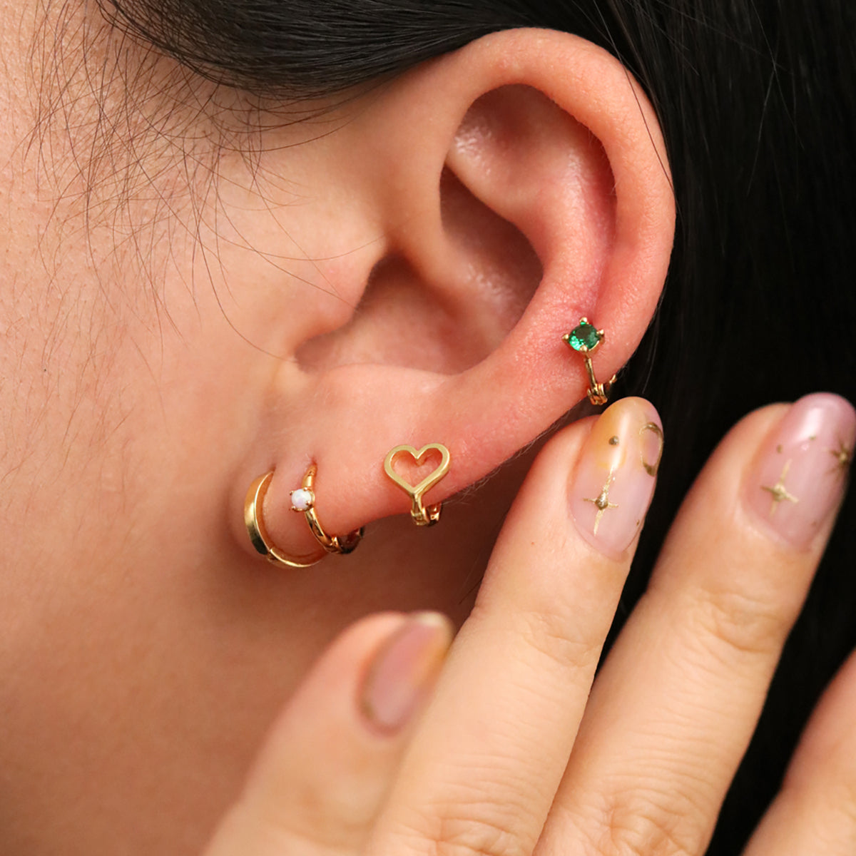 Opal Slim Huggie Earring