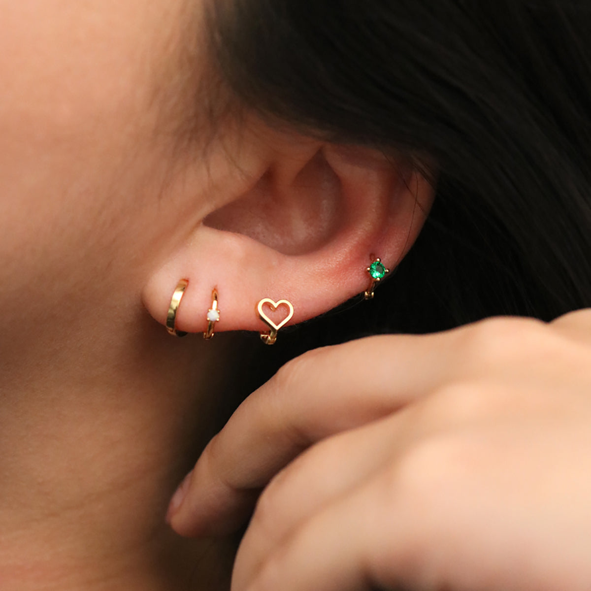 Opal Slim Huggie Earring