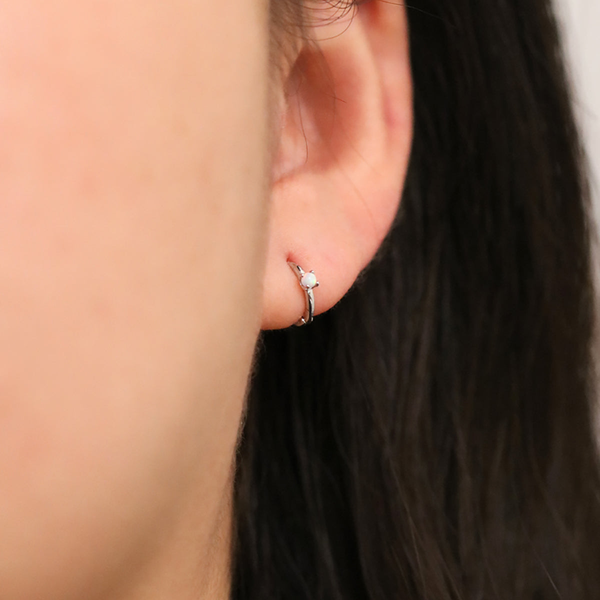 Opal Slim Huggie Earring