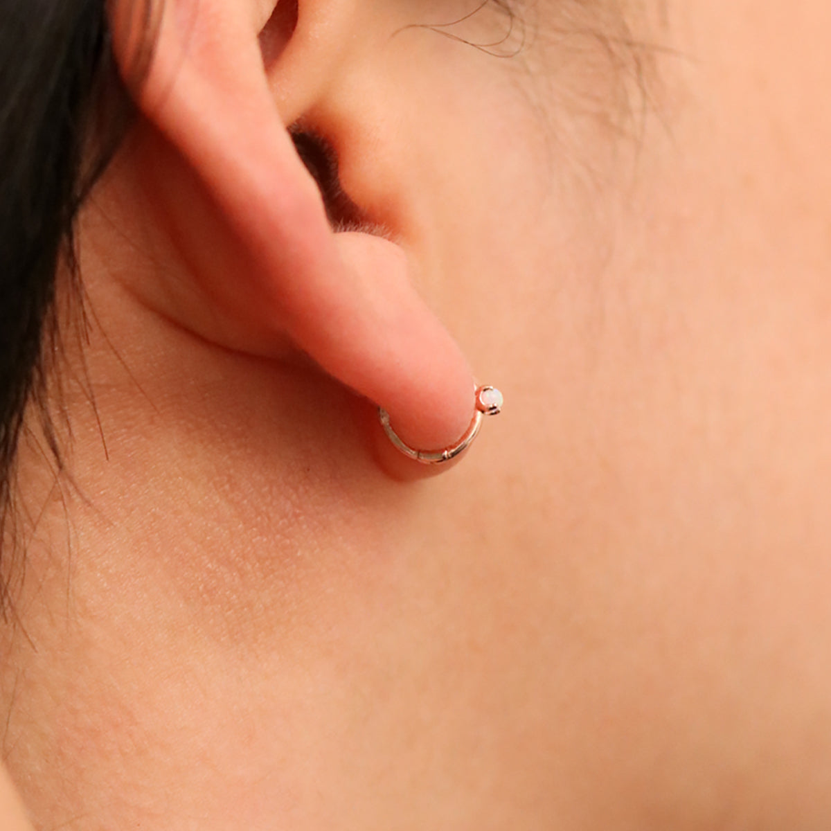 Opal Slim Huggie Earring