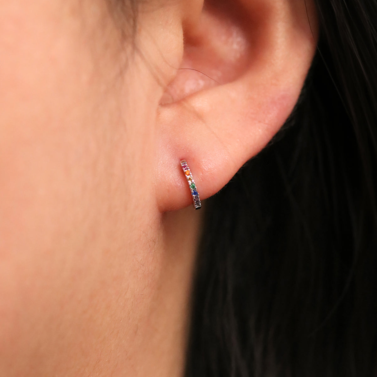 Mini Rainbow Huggie Earrings