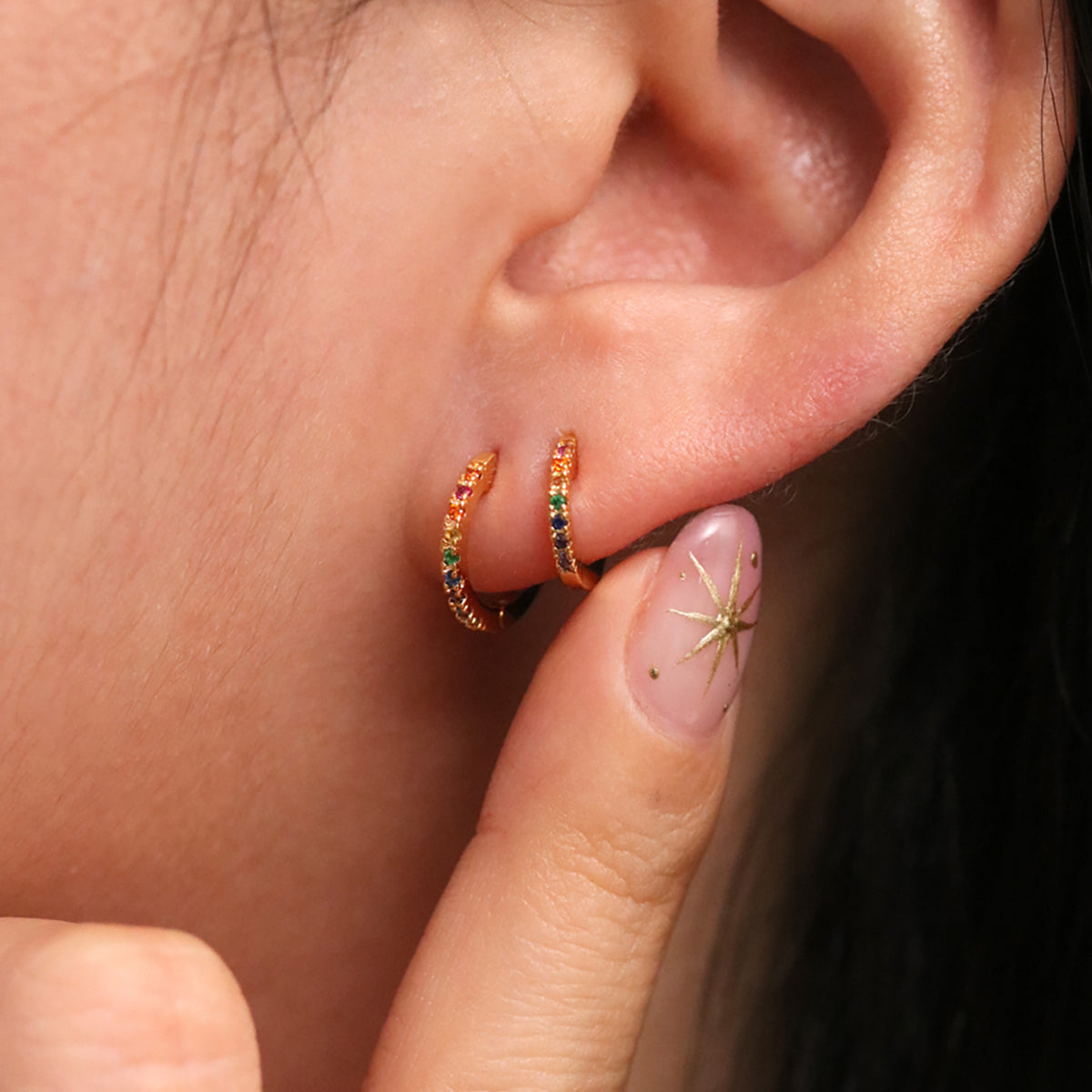 Mini Rainbow Huggie Earrings