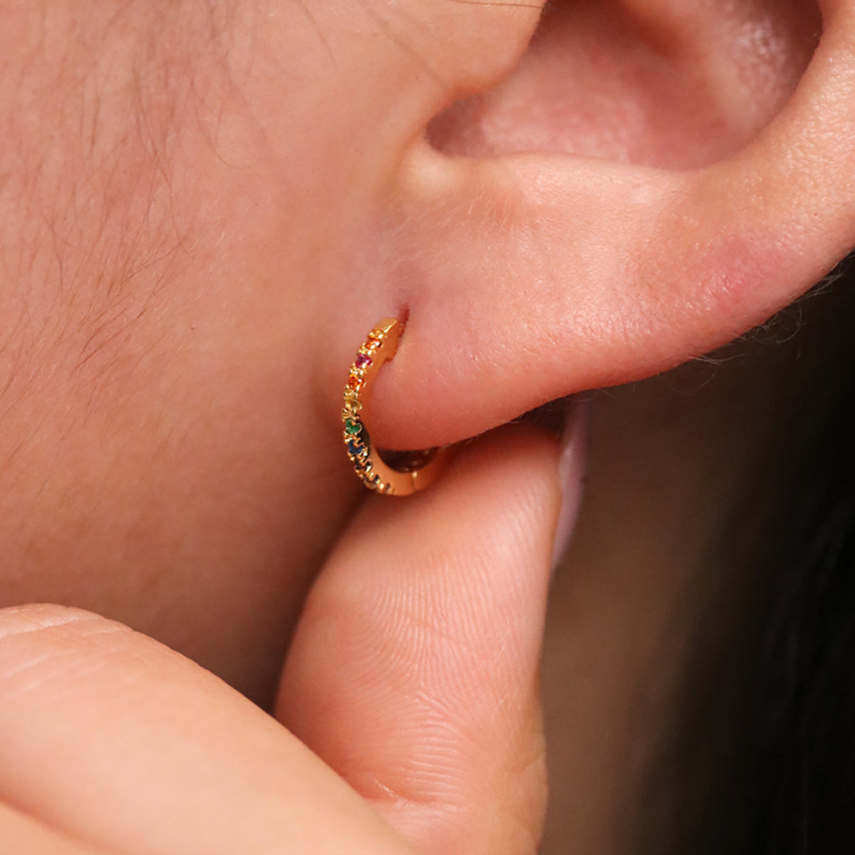 Rainbow Huggie Earrings