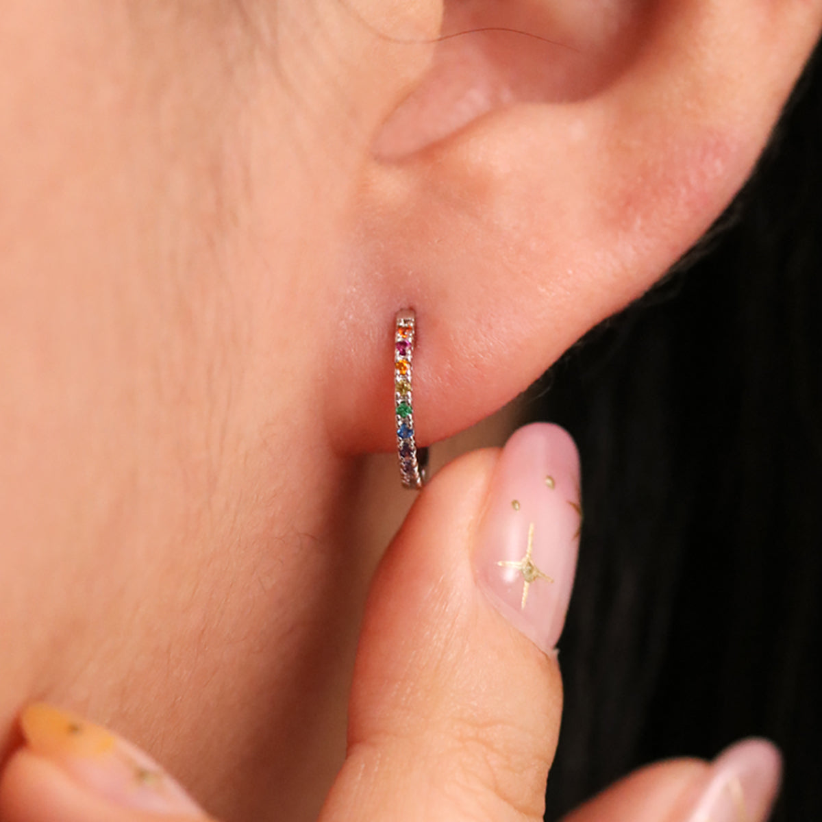 Rainbow Huggie Earrings