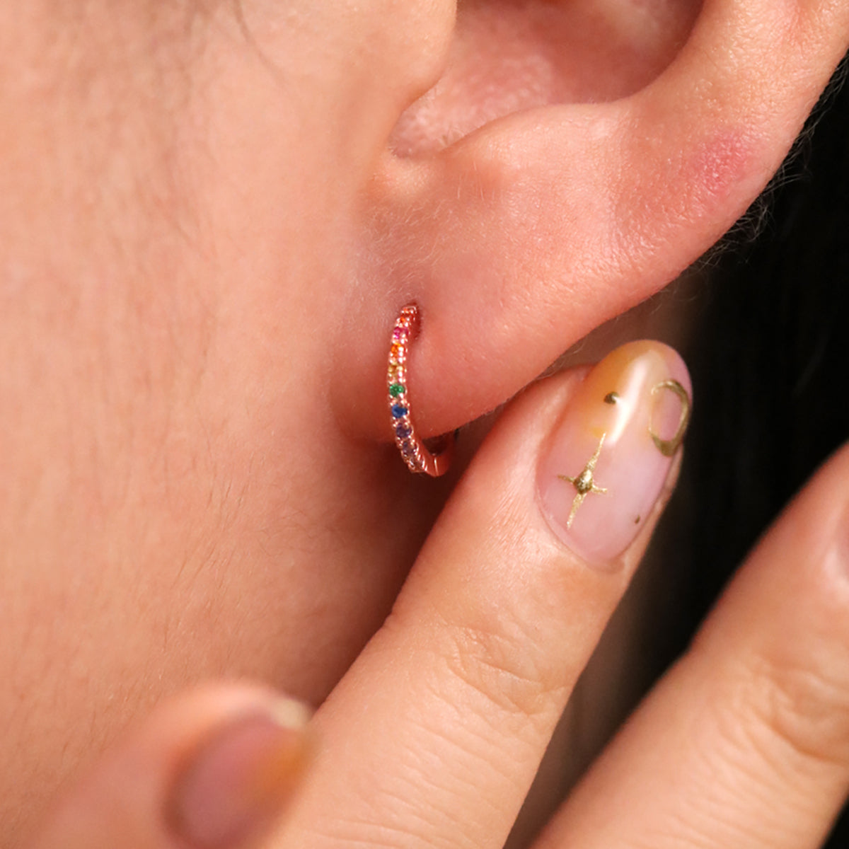 Rainbow Huggie Earrings