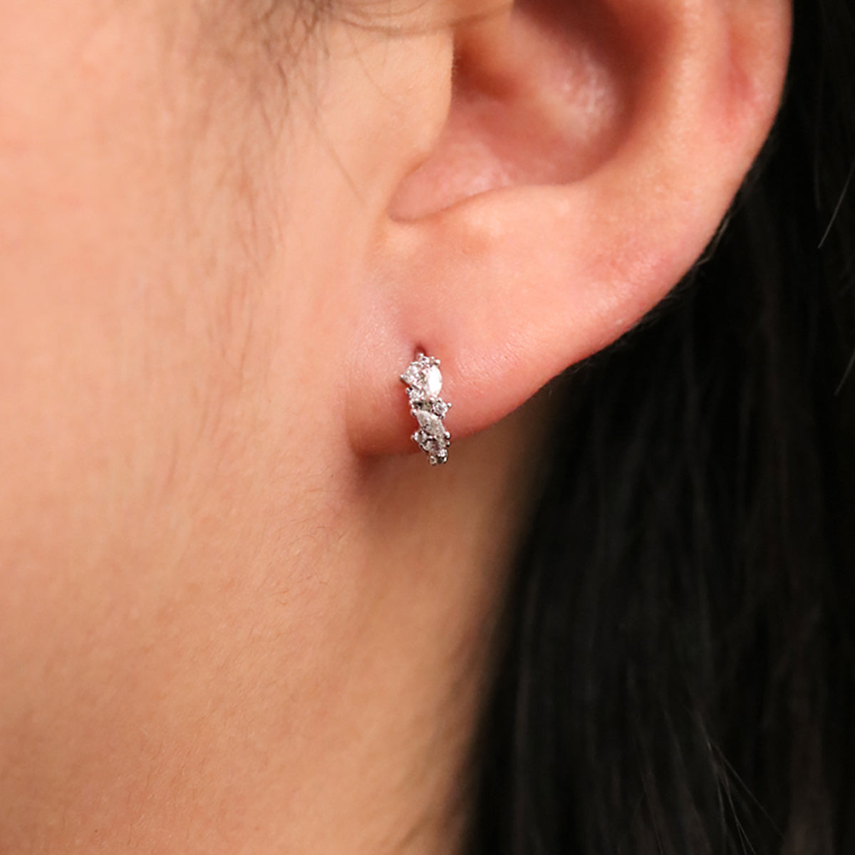 Cubic Cluster Huggie Earrings