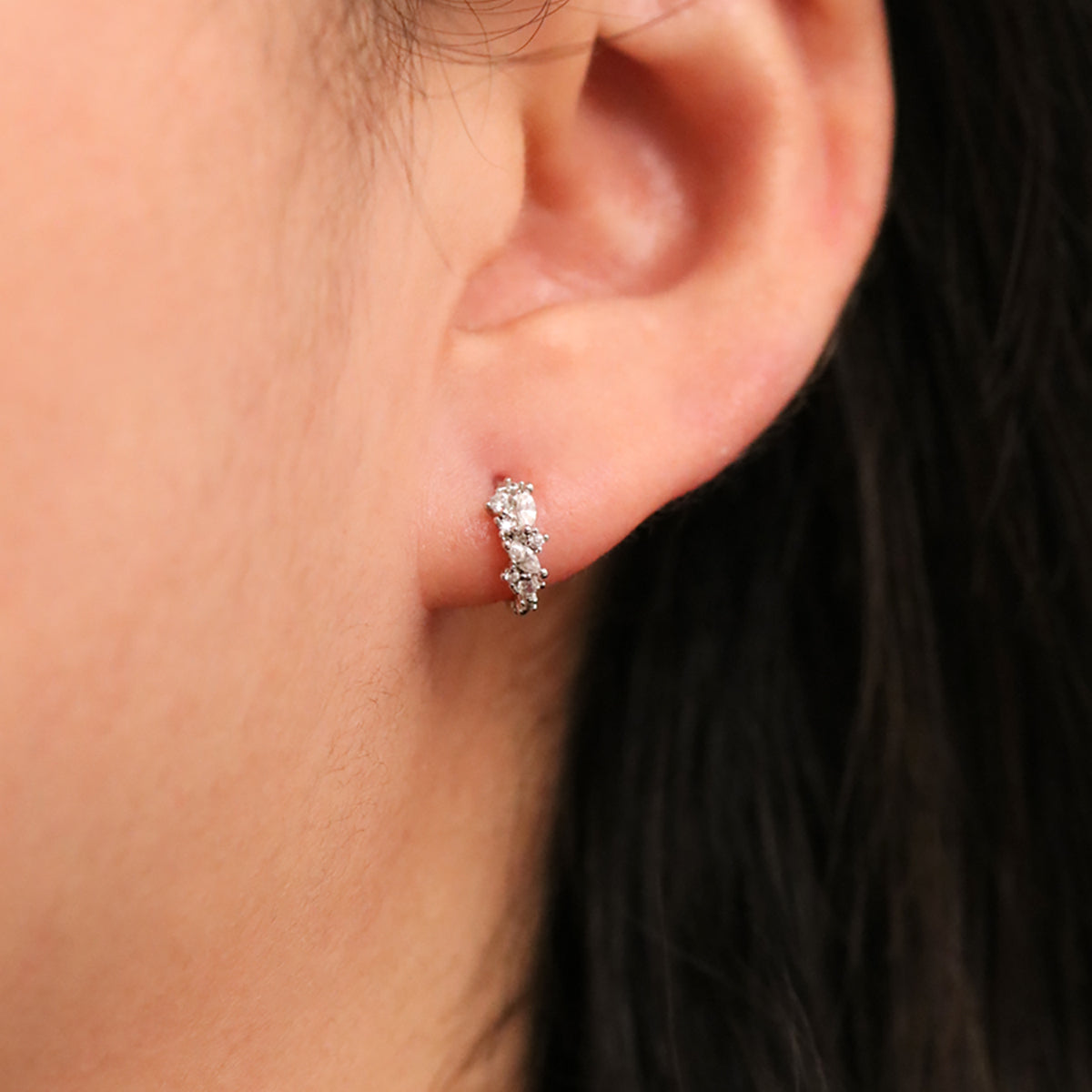 Cubic Cluster Huggie Earrings