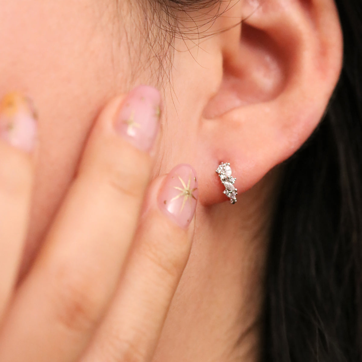 Cubic Cluster Huggie Earrings