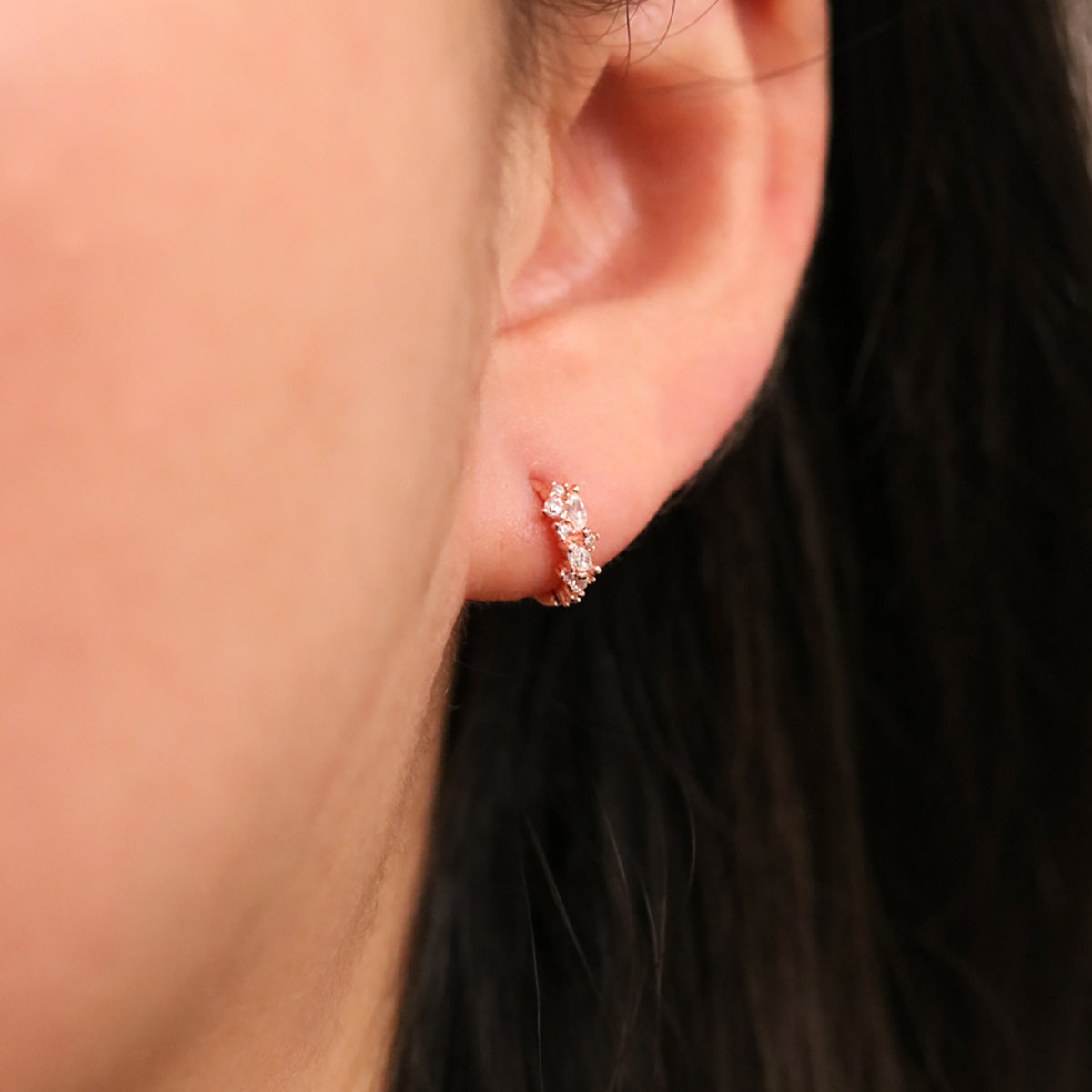 Cubic Cluster Huggie Earrings