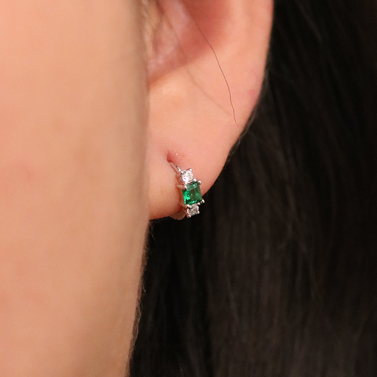 Green Onyx Huggie Earrings