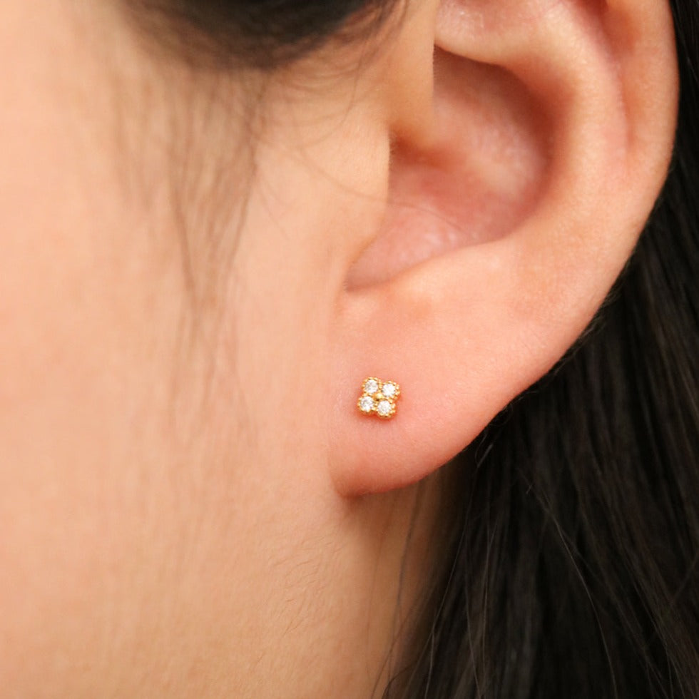 Clover Sparkle Stud Earrings