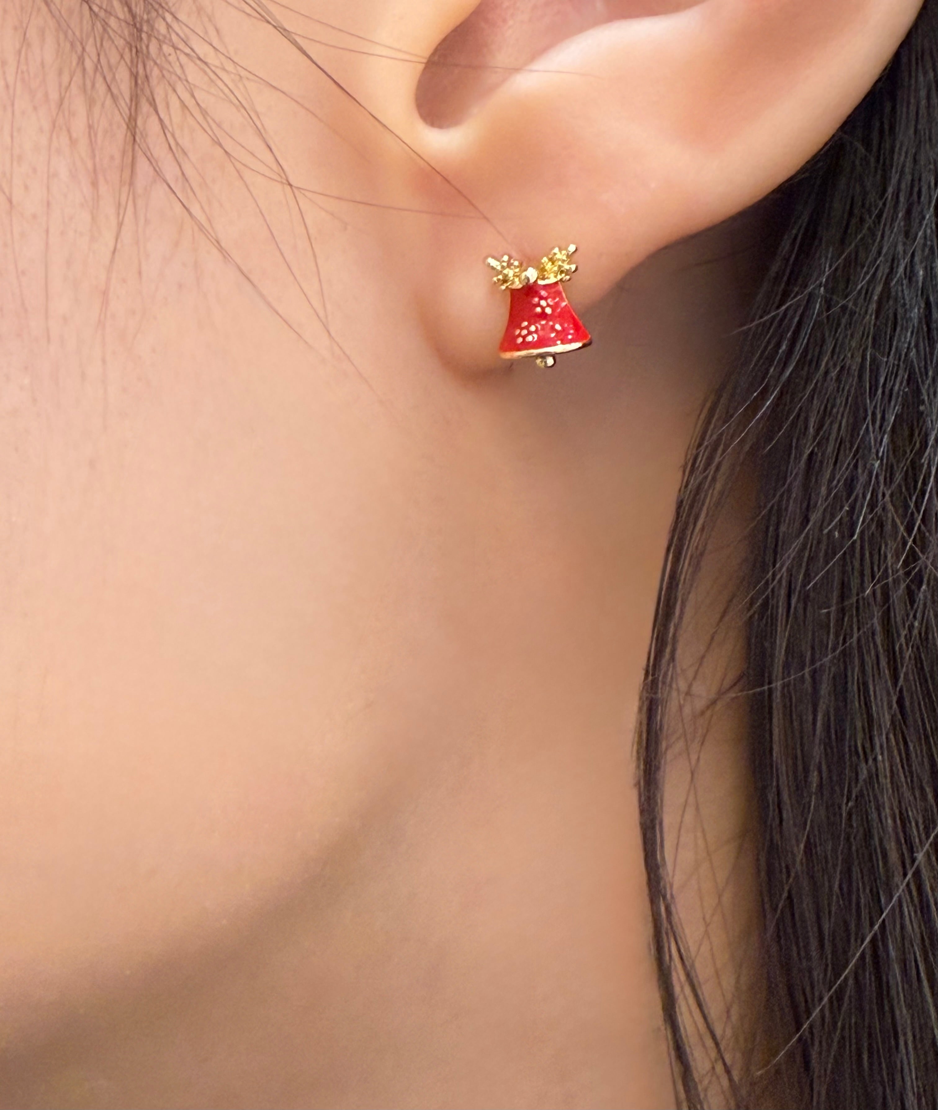 Christmas reindeer bell earrings