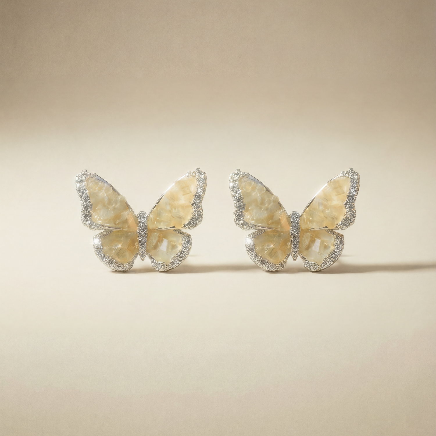Champagne Glow Butterfly Earrings
