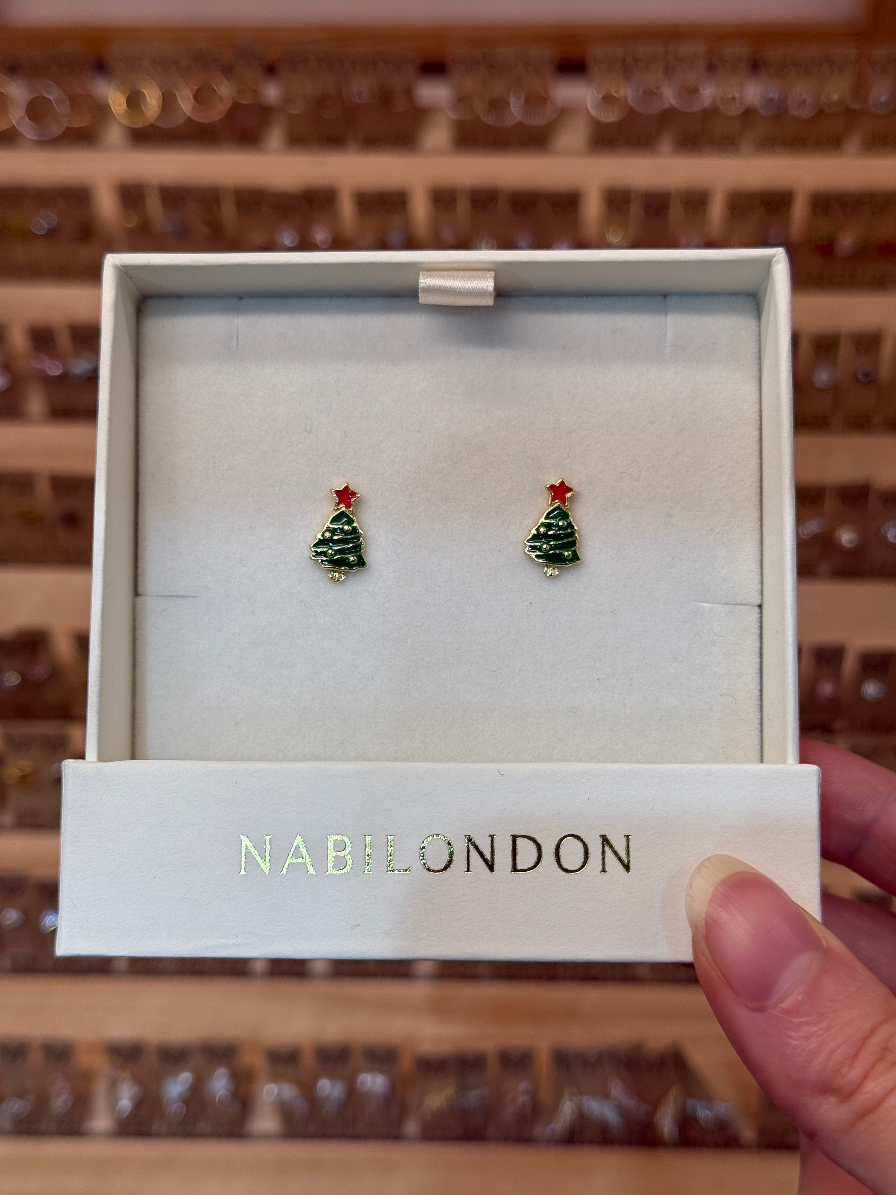 Christmas tinsel baubles tree earrings