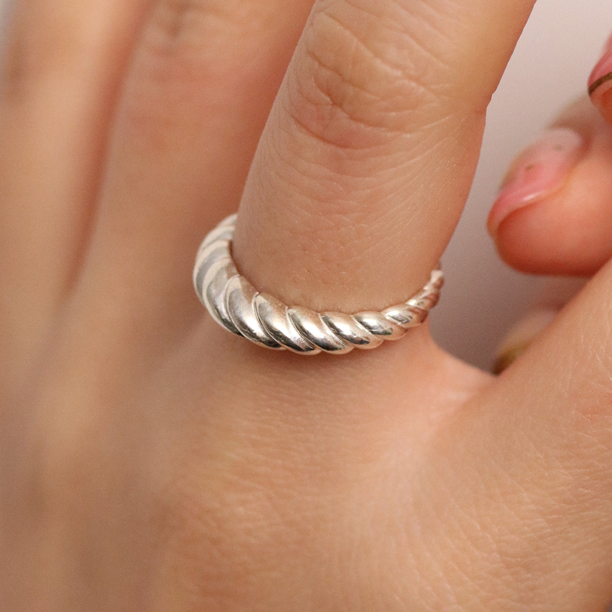 Silver twisted ring