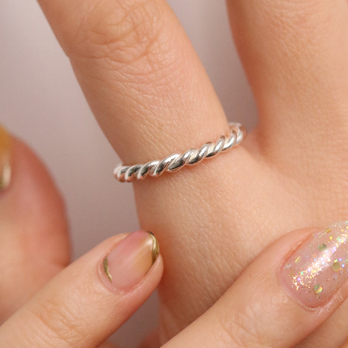 Silver simple twisted ring