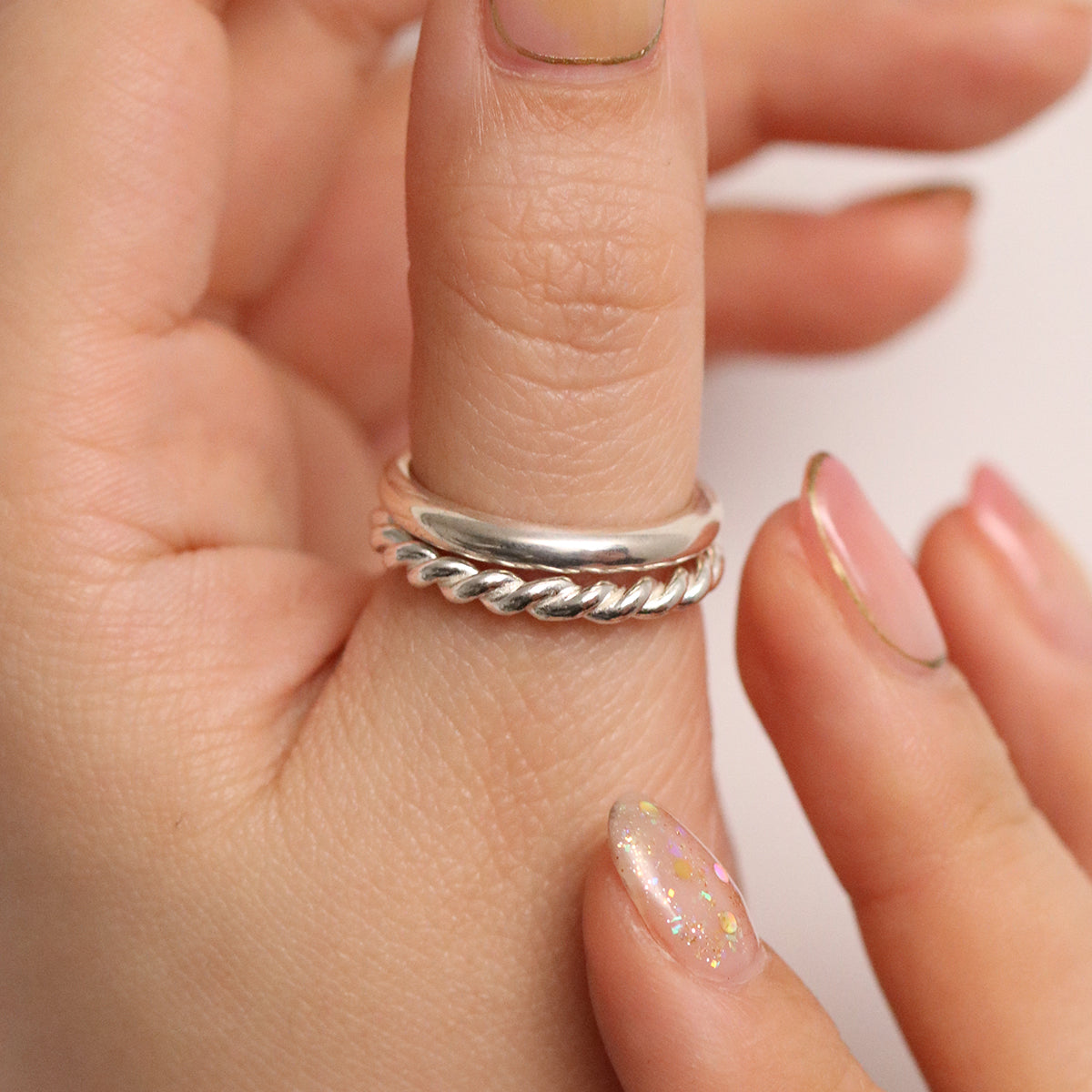 Silver simple twisted ring