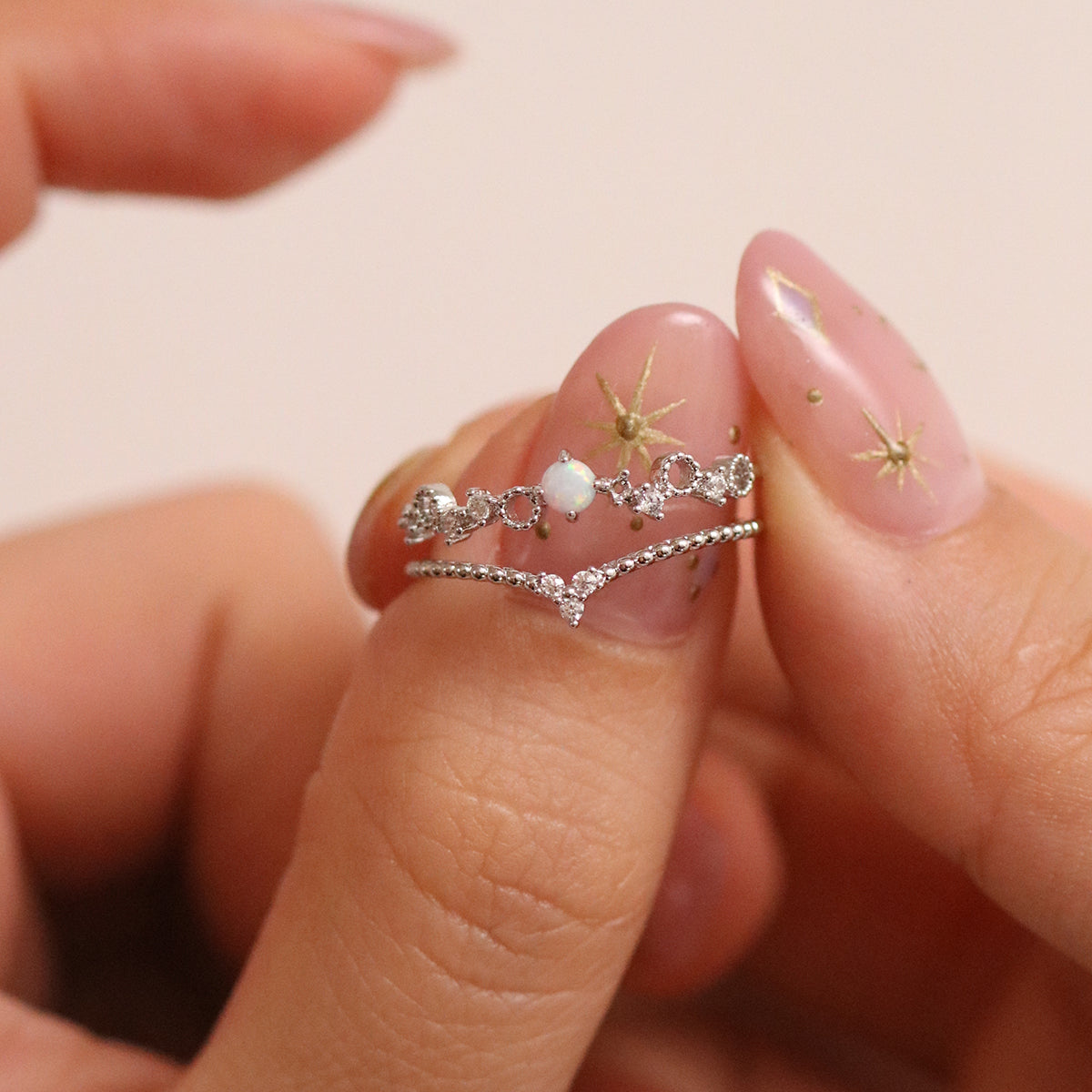 Opal Crown Layered Ring