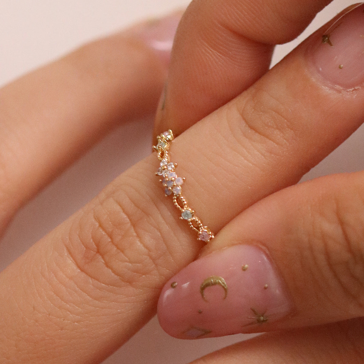 Flower Moonstone Pastel Ring