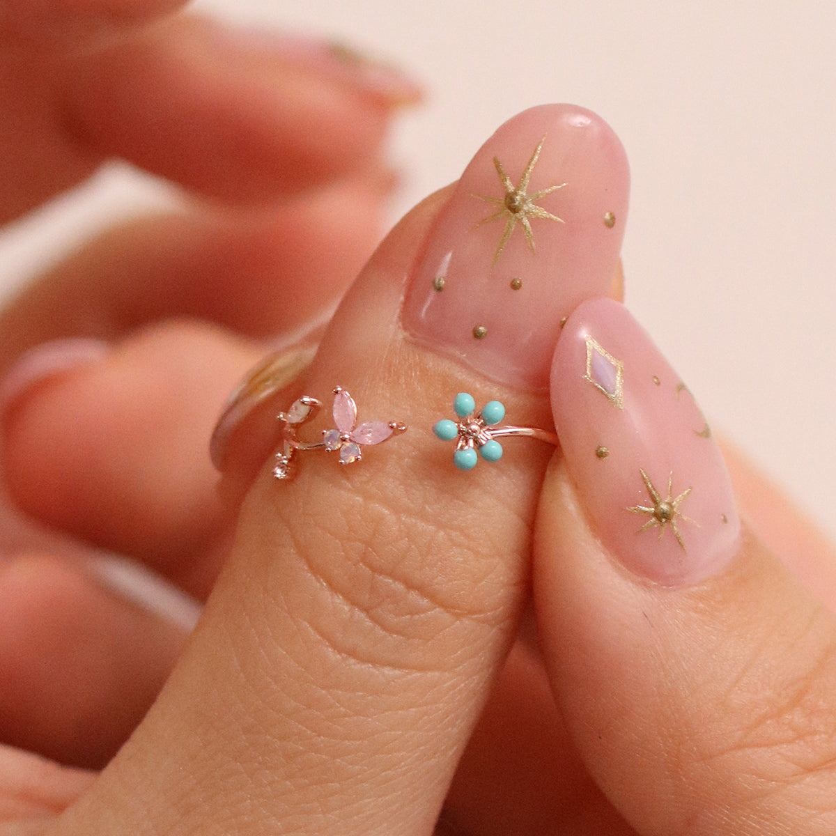 Turquoise Blossom Butterfly Ring