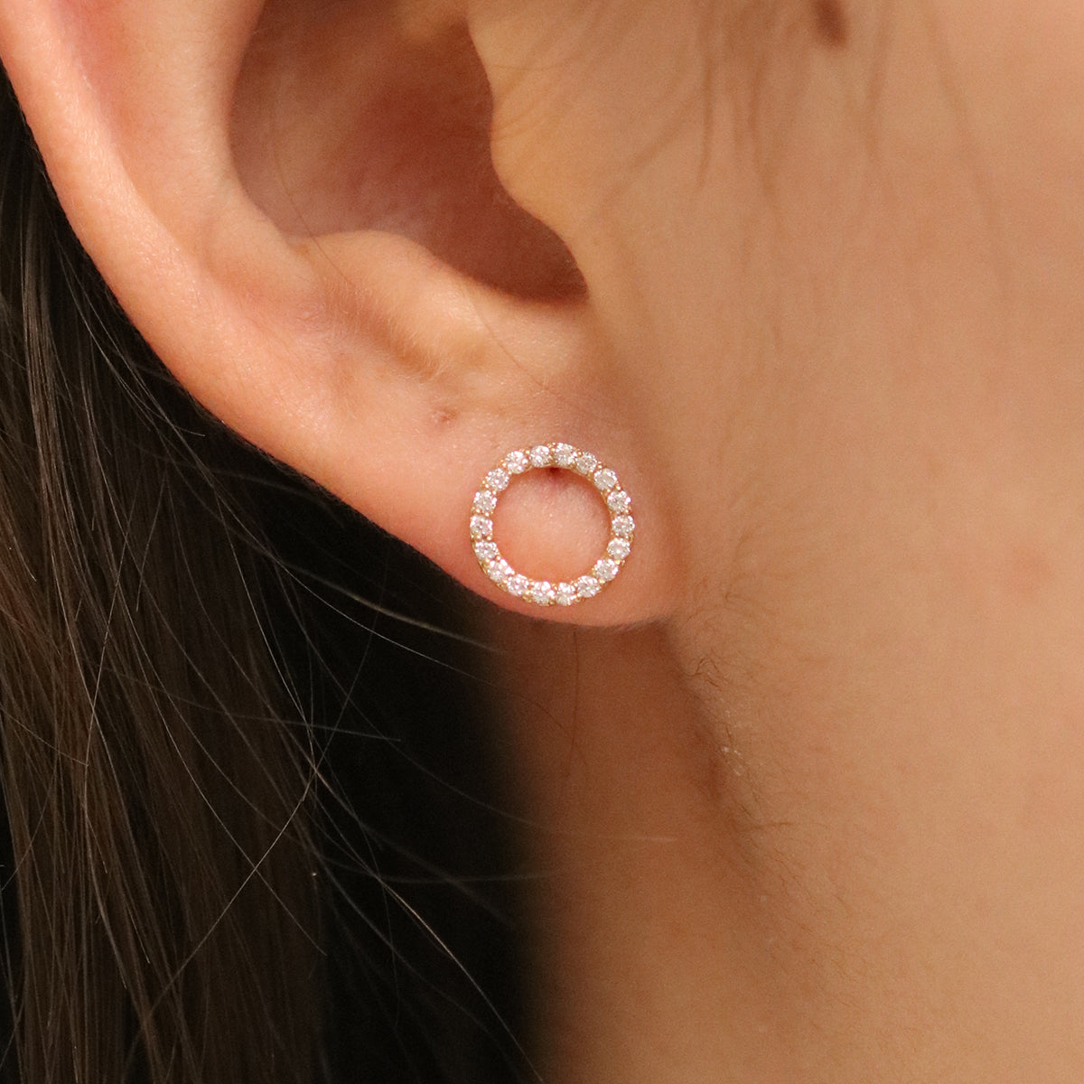 White topaz circle studs