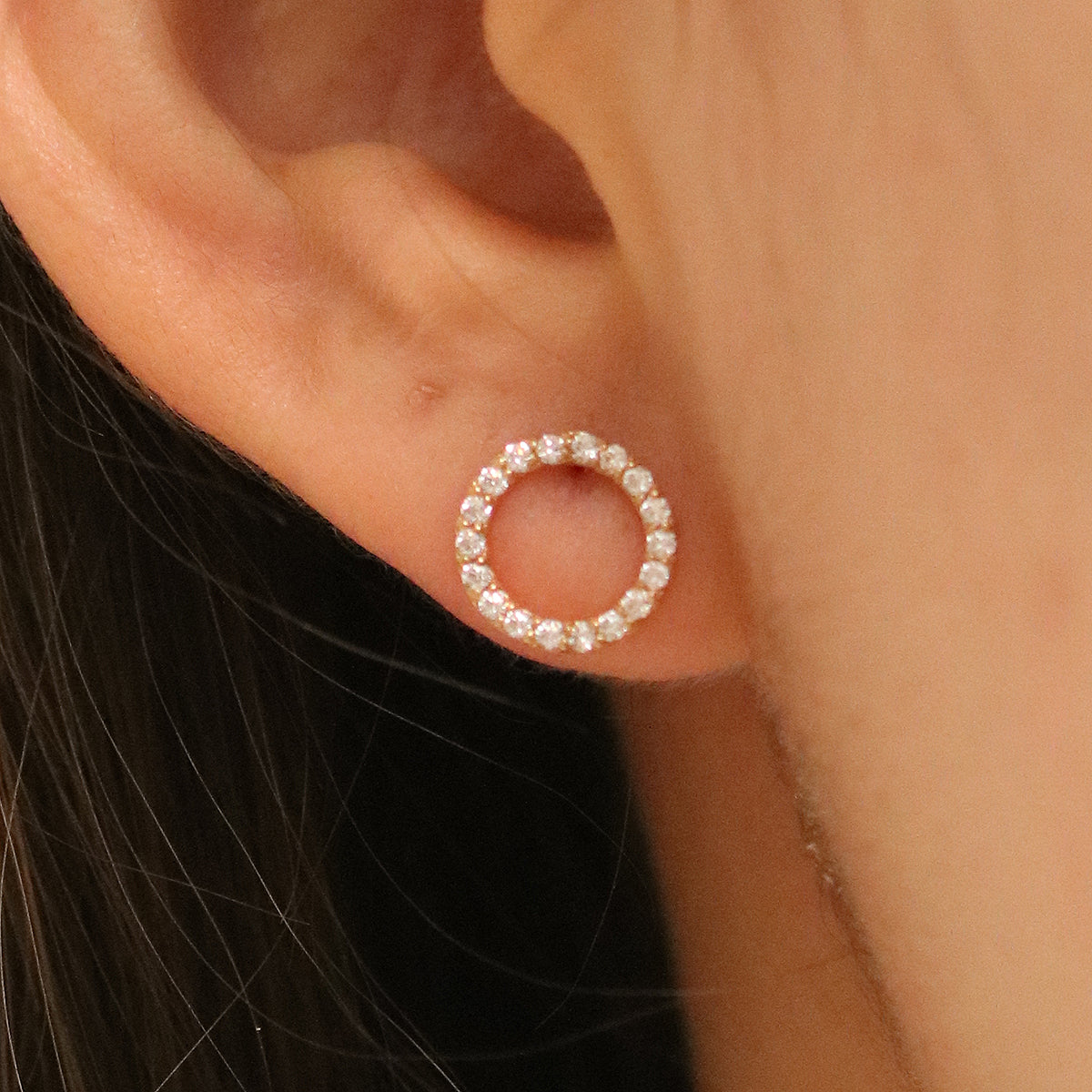 White topaz circle studs