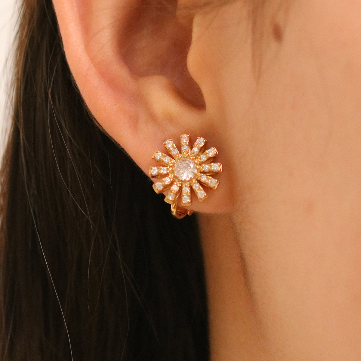 Daisy Cubic Clip on Earrings