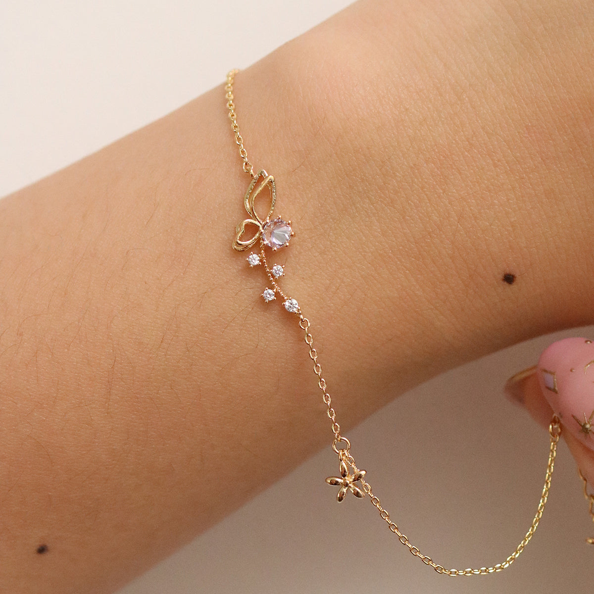 Butterfly cubic bracelet