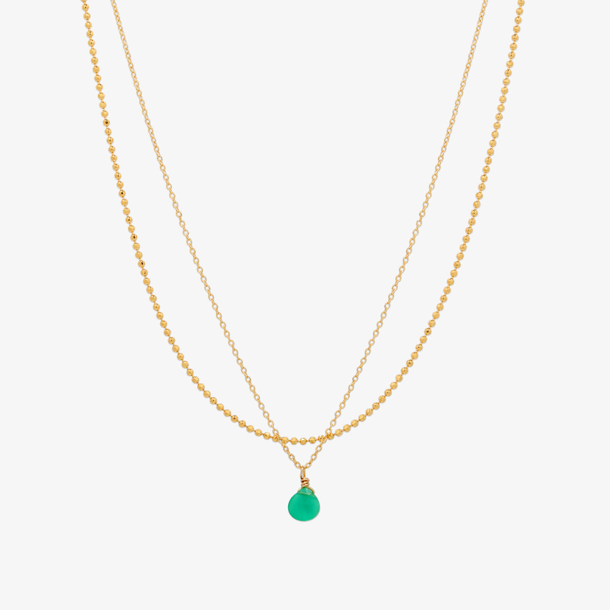 Gemstone two chains layered necklace