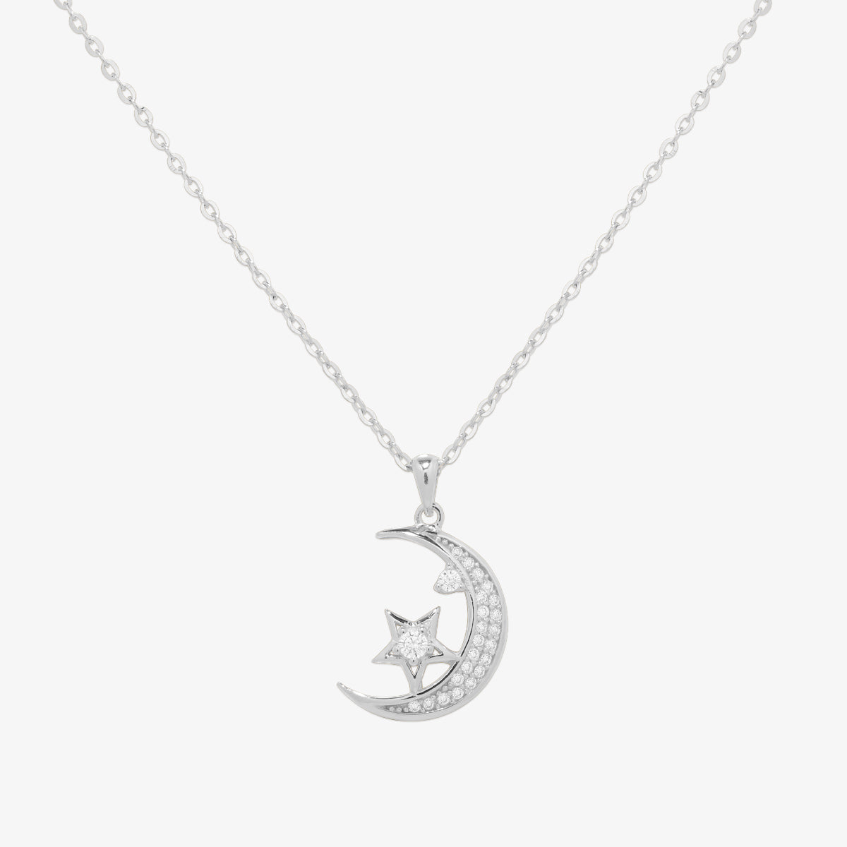 Cubic moon star necklace