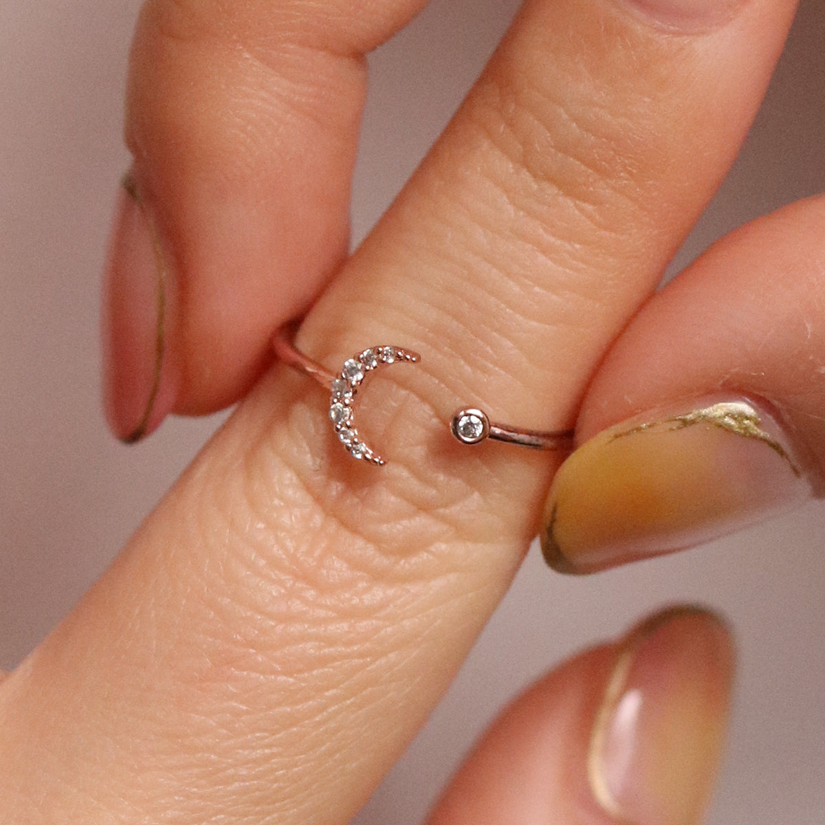 Cubic Crescent Moon Ring