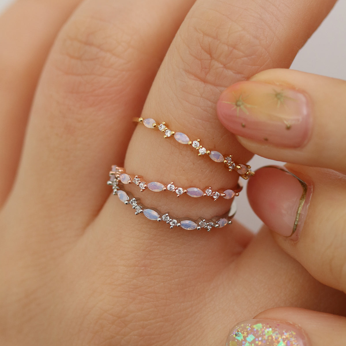 Moonstone braid ring