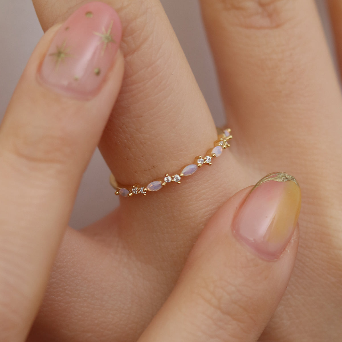 Moonstone braid ring