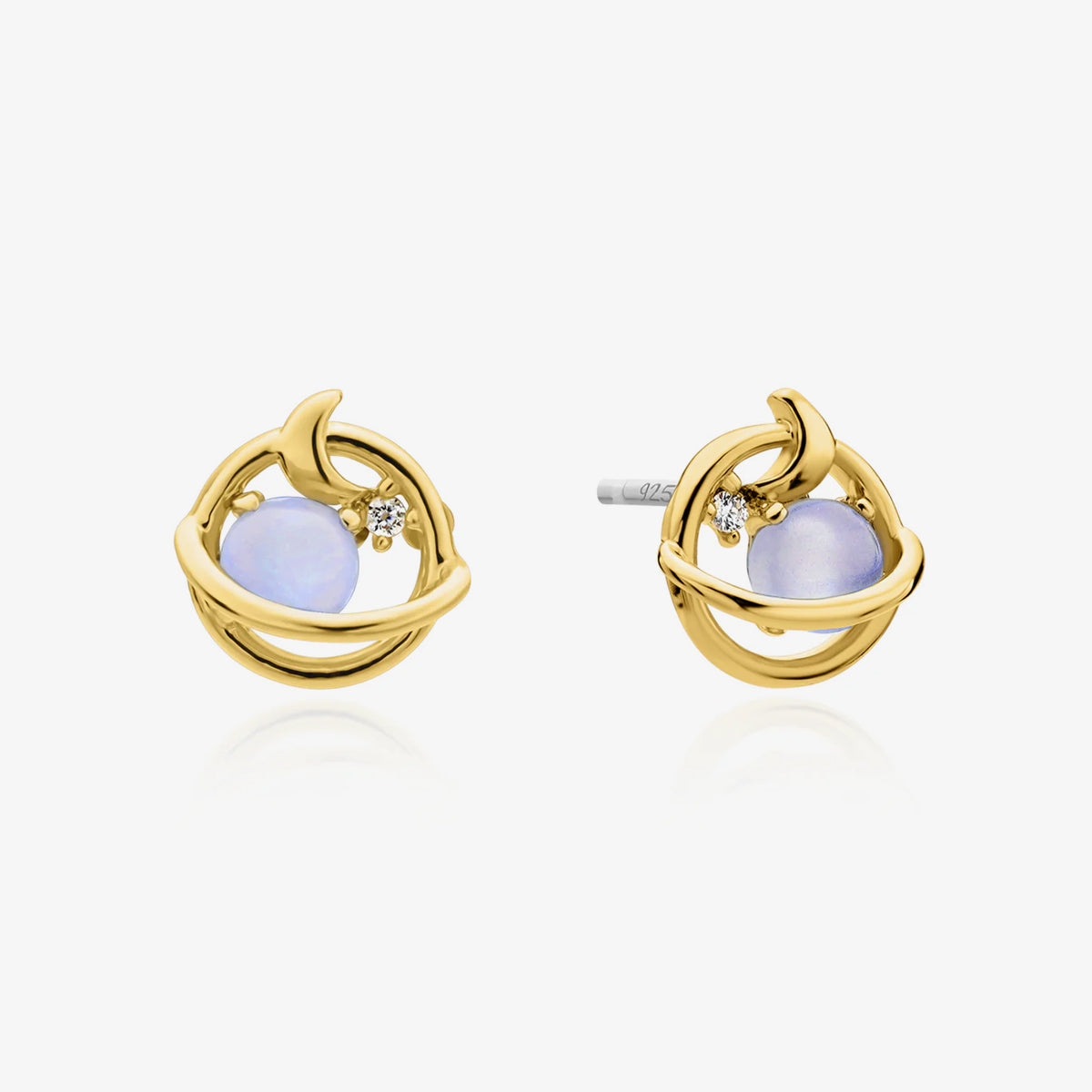 Moonstone saturn earrings