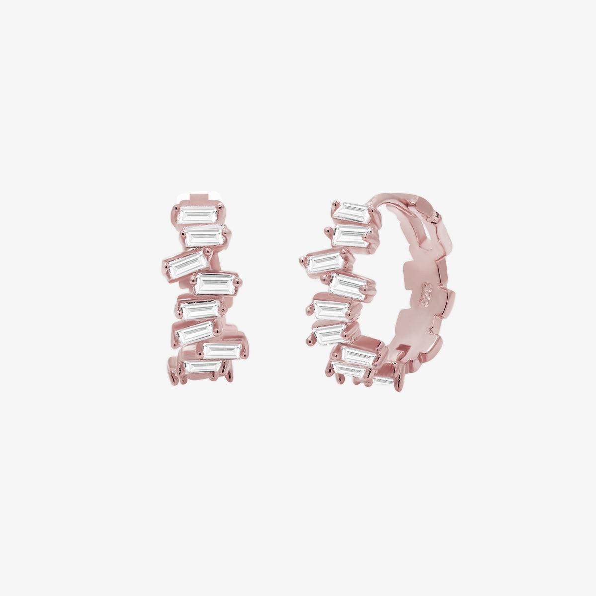 Baguette Pave Huggie Earrings